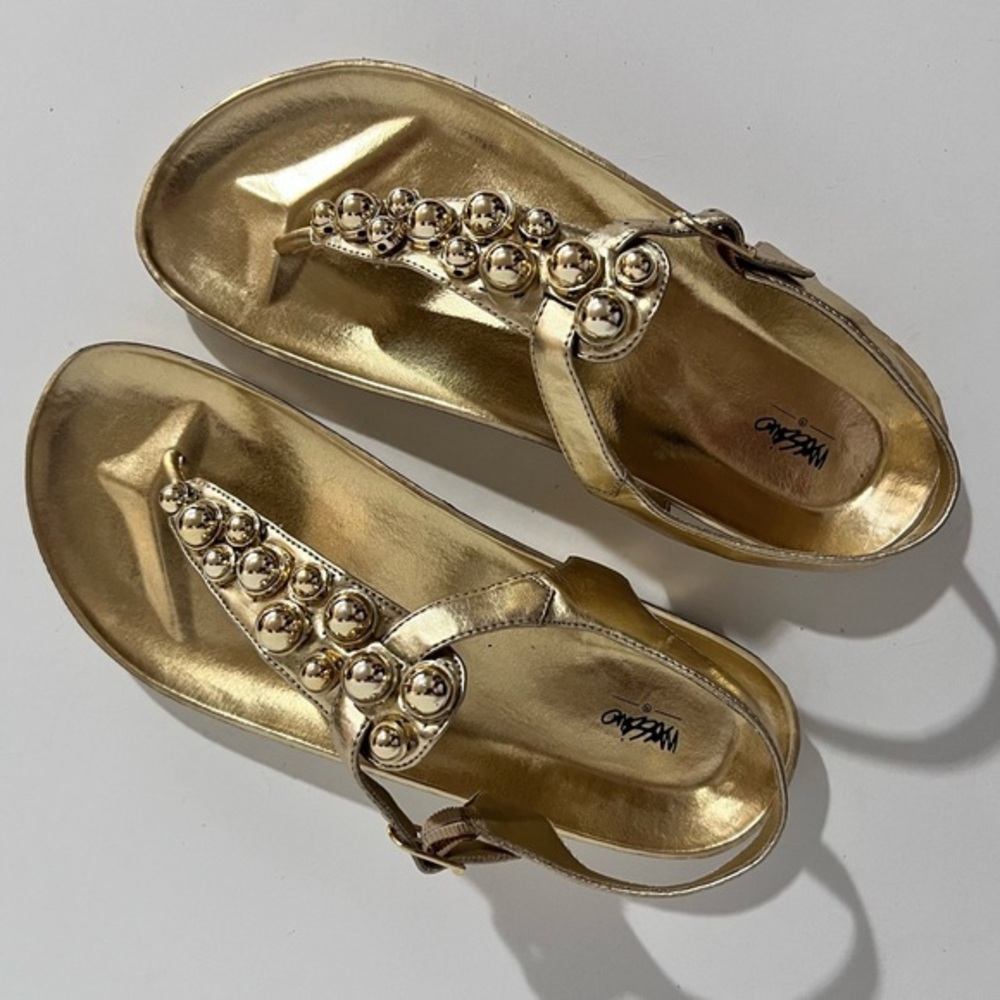 Mossimo Metallic Gold Thong Dressy Ergonomic Sandals Size 8  New